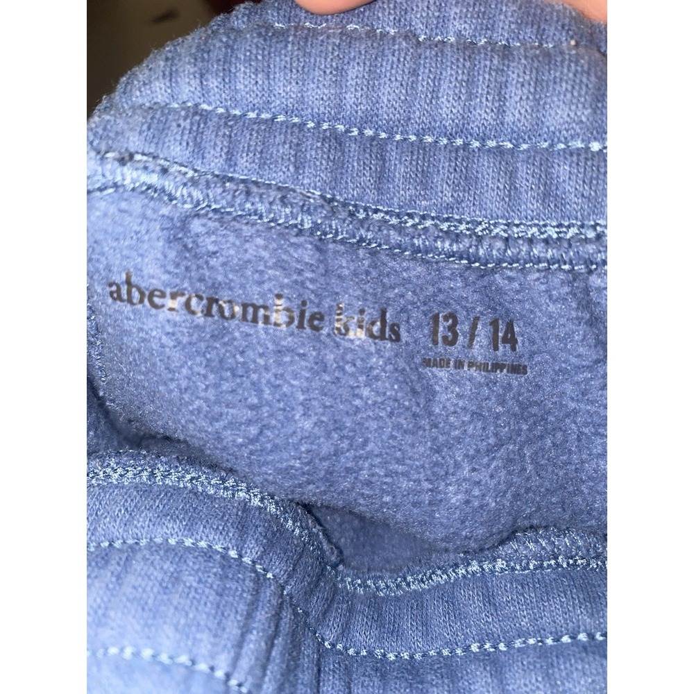 Abercrombie & Fitch Boys Blue Logo Fleece Jogger Pants Loose Fit Tapered Size 14 - Picture 2 of 10